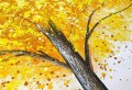 Detalle decorativo de la pared del árbol amarillo de Goden